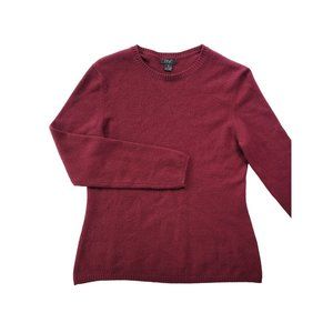 Prive Women's S Maroon Knit Pullover Sweater 100% Cashmere Luxury Crew Neck